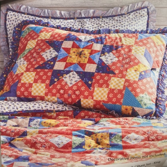 Pioneer woman starlight patchwork NWT‎ set of King shams - Picture 4 of 7